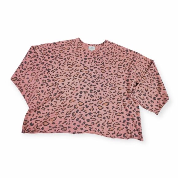SUNDRY for EVEREVE Women’s Mauve Leopard Print Long Sleeve Pullover Size Large - Picture 2 of 5